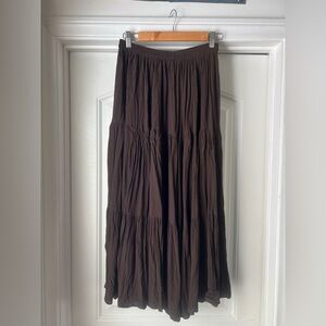 Double D Ranch Tiered Brown Skirt Boho Festival Weatern Flowy Midi/Maxi Large